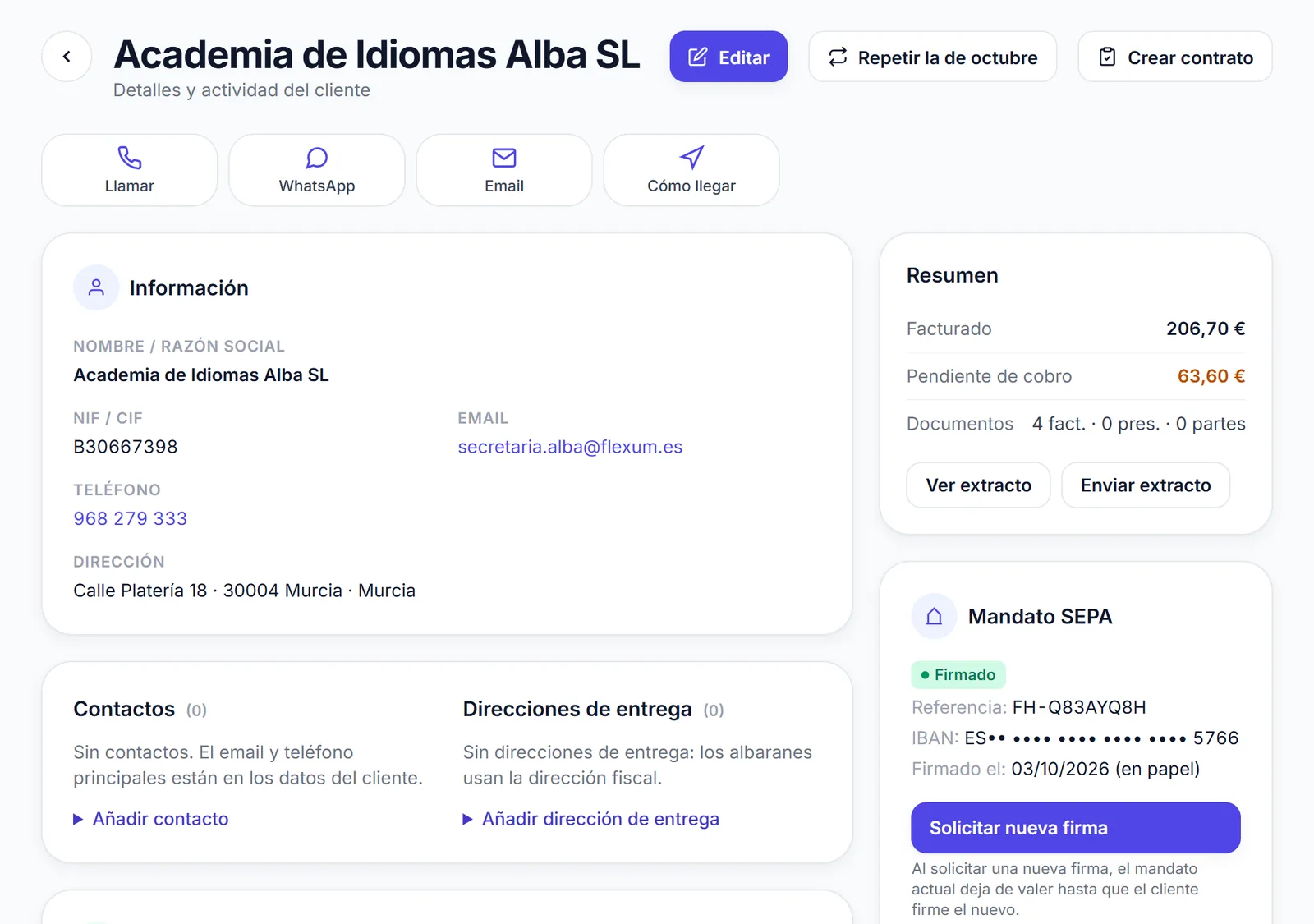 Cada cliente, con su mandato y su extracto