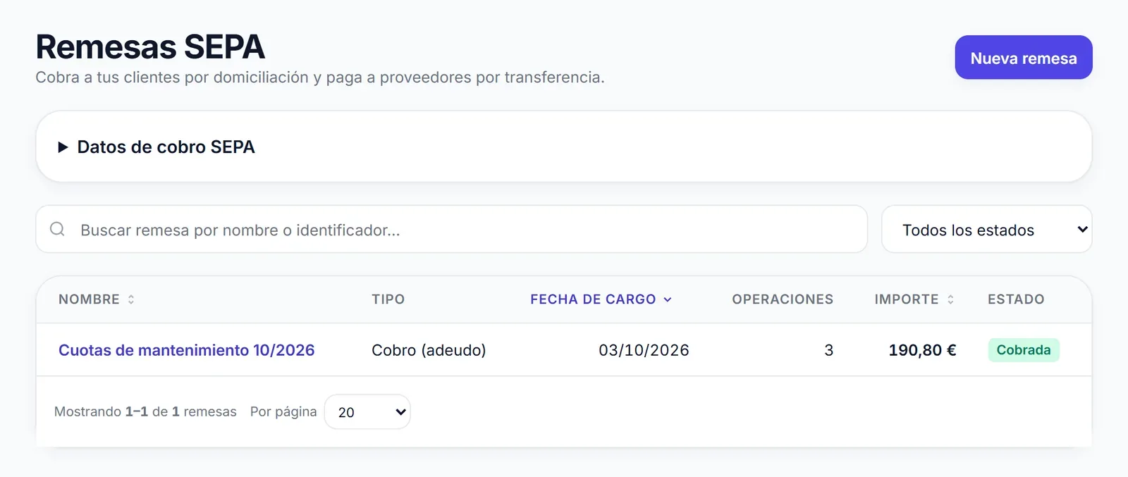 Remesas SEPA listas para el banco